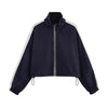 Color Block Cropped Anorak Jacket Women Stand Collar Half Zip Kangaroo Pocket Long Sleeve Jackets Autumn Casual Chic Coat