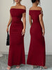 Autumn Women's Off-Shoulder Boat Neck Dress Sexy Elegant Long Skirt Evening Gown for Women