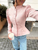 Solid Color Jacquard Glossy Satin Tops Women Chic Stand Collar Single Breasted Slim Fit Short Coats Lady Daily Outwear