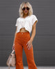 Corduroy Casual Trousers Women Autumn Winter Solid High-waist Flare Pants Lady Slim Black Gray Khaki Orange Long Pants