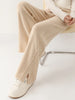 Women Wool Wide Leg Trousers Elastic Waist Side Slit Woman Wool Pants Autumn Winter 100% Merino Wool Knitted Soft Warm Trousers