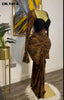 Women Leaf Printed Stacked Ruched Draped V-neck Maxi Long Bodycon Dress Holiday Birthday Club Party Evening Dresses