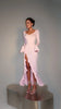 Flare Long Sleeve Ruffle Sexy Maxi Dress Women Autumn Pink V Neck Single-breasted High Waist Club Long Dresses Female