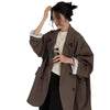 Women Tailored Coat Jacket Lapel Button Pocket Long Sleeve Double Breasted Loose Blazer Office Y2k Casual Spring Autumn