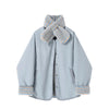 with Scarf Parkas Women Lamb Wool Patchwork Puffer Jacket Korean Fleece Down Coats Winter Cotton Padded Outerwears