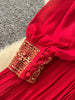 Spring Autumn French Sequin Nail Bead Long Sleeved Dress Women Elegant Temperament Birthday Party Pleated Long Dress C227