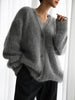 Solid Knit Cardigan Women Long Sleeve Casual V Neck Oversized Sweater Women's Autumn High Street Knitted Coats
