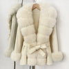 Fox Fur Coat Female Autumn Woolen Coat Winter Warm Real Fur Collar Wool Blend Jacket Women Warm Clothes for Women