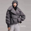 Lagabogy Winter Puffer Jacket Women Short 90% White Duck Down Coat Female Streetwear Warm Parkas Removable Sleeves Outwear