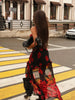 Camisoles Mesh Patchwork Prints Sheer Irregular Hemline Chic Sheath Women Dresses Sexy Club Streetwear Female