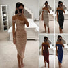Women Christmas Party Dress Sequined Irregular Hem Evening Dress Low-cut Prom Wedding Party Formal Slit Hem Ladies Midi Dress