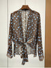 Lace Mesh Stitching Black Gold Velvet Suit Jacket Women Blazer