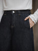 Winter Jeans Women Vintage Thick Fleece‑Lined Denim Wide Leg Pants Casual Versatile Long Trousers Daily Outfit