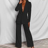 2 Pieces Women Sets Professional Blazer + Casual Solid Color Pant Two-Piece Suit Europe Women's Clothing