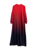 Prom Dress For Women Gradient Long Sleeves Maxi Pleated Print Dresses Spring Female Clothing 2DA3612