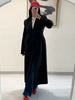 V-Neck Longline Tailored Double-Breasted Blazer Coat Black Peak Lapel Welt Pockets Autumn Elegant Office Women Outerwear