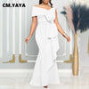 Women Off Shoulder Big Bow Skew Neck Mermaid Maxi Dress Female Evening Birthday Sexy Night Party Club Long Dresses