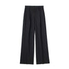 Women Solid Pleated Front Zipper Wide Leg Pants Vintage High Waist Full Length Female Chic Lady Trousers