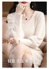 Autumn Winter 100% Mink Cashmere Knit Long Skirt Women Scoop Neck Knee-length Dress Casual Warm Jumper Cashmere Base Shirt Top