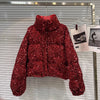 Winter Heavy Industry Colorful Sequin Stand Collar Warm Jacket For Women Cotton-padded Coat 11A07258