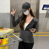 Women Solid Color Slim Fit Zip Up Sweatshirts Spring Autumn Fitness Joggers Sports Jacket Korean Tight Hooded Woman Coat