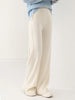 Women Wool Wide Leg Trousers Elastic Waist Side Slit Woman Wool Pants Autumn Winter 100% Merino Wool Knitted Soft Warm Trousers