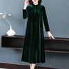 Women's Korean version Fat mm350 jin Golden Velvet Dress Female Spring and Autumn Knee Length Mom's Wide Wife Dress