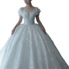 Princess Sexy Crystal Beaded Wedding Dress Puff Tulle White Gown Bride Pregnant Women's Gown with Trailing