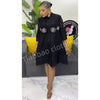 Autumn and Winter Africa Women's Clothing Solid Color Splicing Dress Pleated Loose Women's Cardigan Dresses