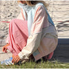 Autumn Y2K Women Stand Collar Zipper Jacket Color Contrast Stitching Loose Long Sleeve Casual Daily Short Outerwear Coat