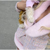 Faux Fur Collar Trim Tweed Set Long Sleeve Side Pockets Chic Women Blazer High Waist Mini Skirt Autumn Elegant Suit