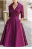 Women Wedding Guest Dress Turn Down Collar Pocket Mid-Length Evening Party Dress Cocktail Midi Swing Dresses SZE-ST25121
