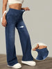 Women's Jeans Elastic Waist High Stretch Loose Straight-Leg Pants Comfortable Versatile