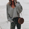 Casual Knitted Sweater Women Streetwear V Neck Long Sleeve Pullovers Loose Solid Coat Autumn Winter Women's Sweater