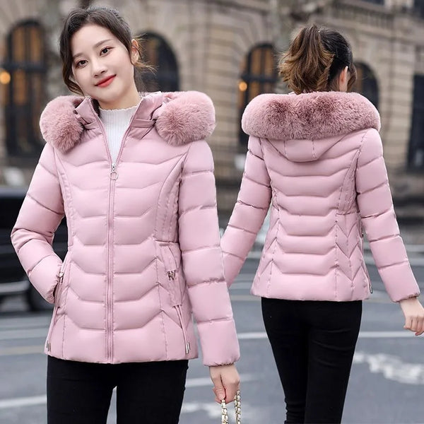 Winter Jacket Women Parka Long Coat Wool Liner Hooded Parkas Slim With Fur Collar Warm Snow Wear Padded Clothes