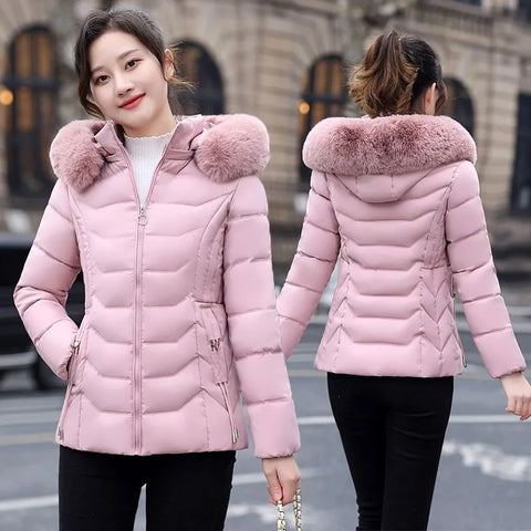 Winter Jacket Women Parka Long Coat Wool Liner Hooded Parkas Slim With Fur Collar Warm Snow Wear Padded Clothes