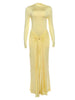 Ruched Elegant Maxi Dress Women Daily Casual Skinny Full Sleeve Solid Gown Midnight Prom Party Long Bodycon