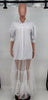 Women Puff Half Sleeve Cascading Ruffles Mesh Patchwork Shirt Style Maxi Dress Autumn Street Long Dresses Vestidos