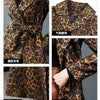 High End Leopard Coat Women Spring Autumn Korean Slim Long Trench Coat Female Windbreaker With Belt Mother Outwear 4XL