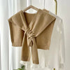 Korean Neck Guard Scarve Solid Color Woman's Knitted Cross Shawl Blouse Shoulders Fake Collar Cape Knotted Scarf