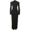 Lace Up Elegant Evening Dress Female Autumn Sexy Deep V Neck Long Sleeve Maxi Dresses Party Slim Commute Long Dress