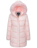 Womens Fleece Long Padding Winter Jacket Down Puffer Outwear with Removable Hood Waterproof Windproof Thicken Park Coat