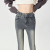 Winter Warm Women Jeans Cotton Denim Flare Pants Elastic Force Vintage Streetwear High Waist Slim Denim Harajuku Trousers