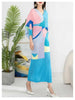 Pleated Dress For Women V-neck Batwing Sleeves Spliced Contrast Color Dresses Female Clothing 2YA2012