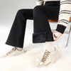 Winter Women's Warm Fleece Jeans Vintage Slim Flare Pants Elastic Korean Female Plush Velvet Thermal Denim Trousers