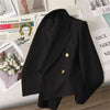 High-Quality Double Breasted Crop Blazer Women Korean Solid Long Sleeve Suit Coat Office Ladies Elegant Short Jacket Female Coat