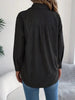 Elegant Single-breasted Solid Long-sleeved Corduroy Jacket Shirt Loose Casual Jacket Black Top Coat Women Clothes