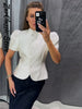 Elegant Lace Up Blazer Jacket Waist Cinching Irregular Hem V Neck Single Breasted Women's Suit Lady Commute Clothing