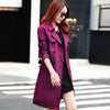 Purple Windbreaker Women Mid-Long Trench Coat Spring Korean Slim Waist British Casual Autumn Coat With Belt Outwear Top