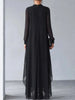 Elegant Layered Chiffon Maxi Dress for Women Stand Neck Sheer Long Sleeve Cascading Ruffle Flowy Hem Formal Evening Party Dress